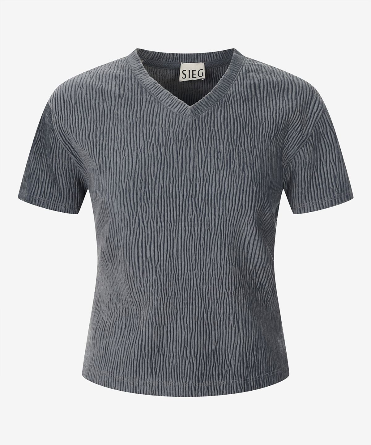 지이크 서촌 하우스(SIEG SEOCHON HAUS) [Women] Crinkle V-Neck Cropped T-Shirt (PPIBH8409)