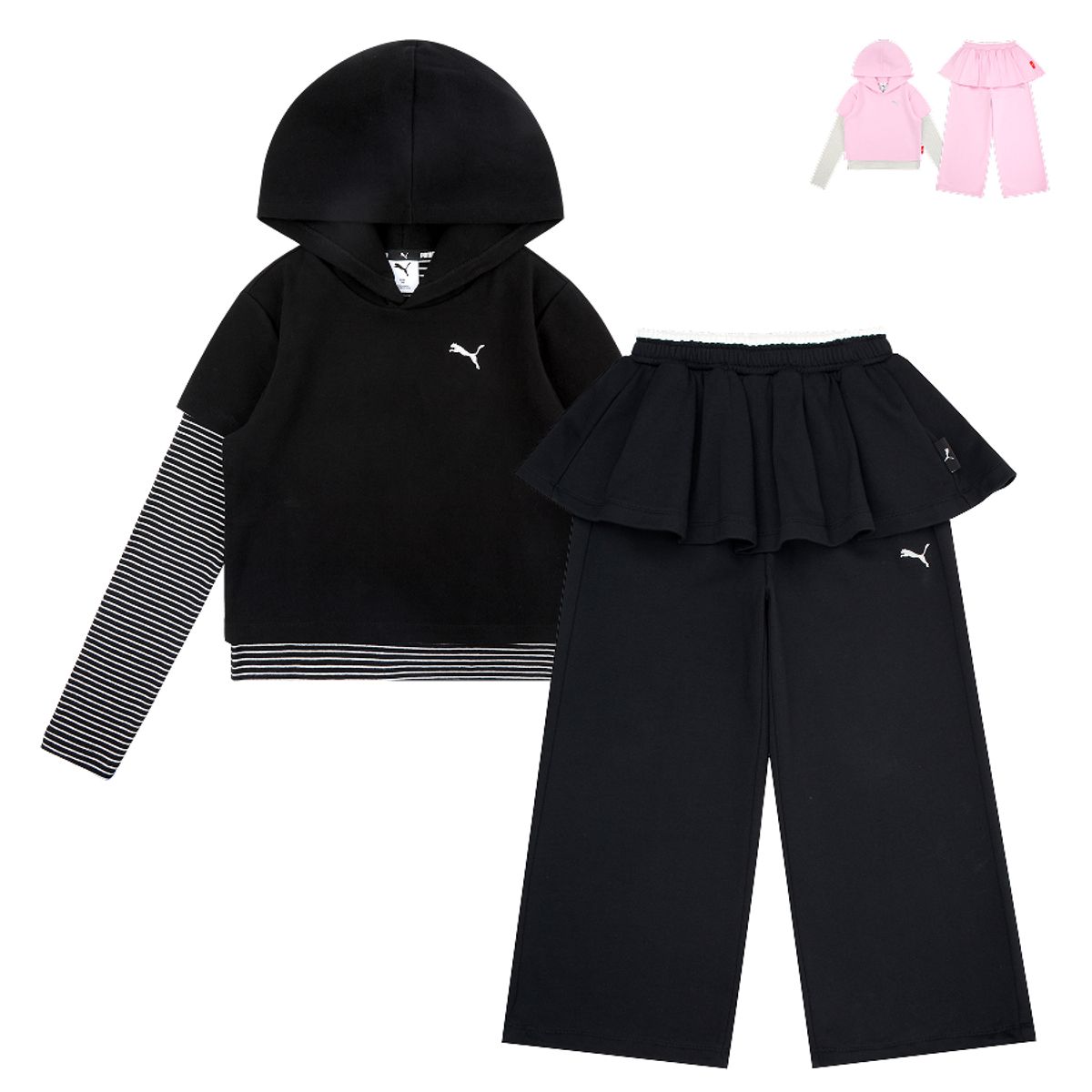 푸마 키즈(PUMA KIDS) 걸스 레이어드 긴팔티 세트_PK63OS402