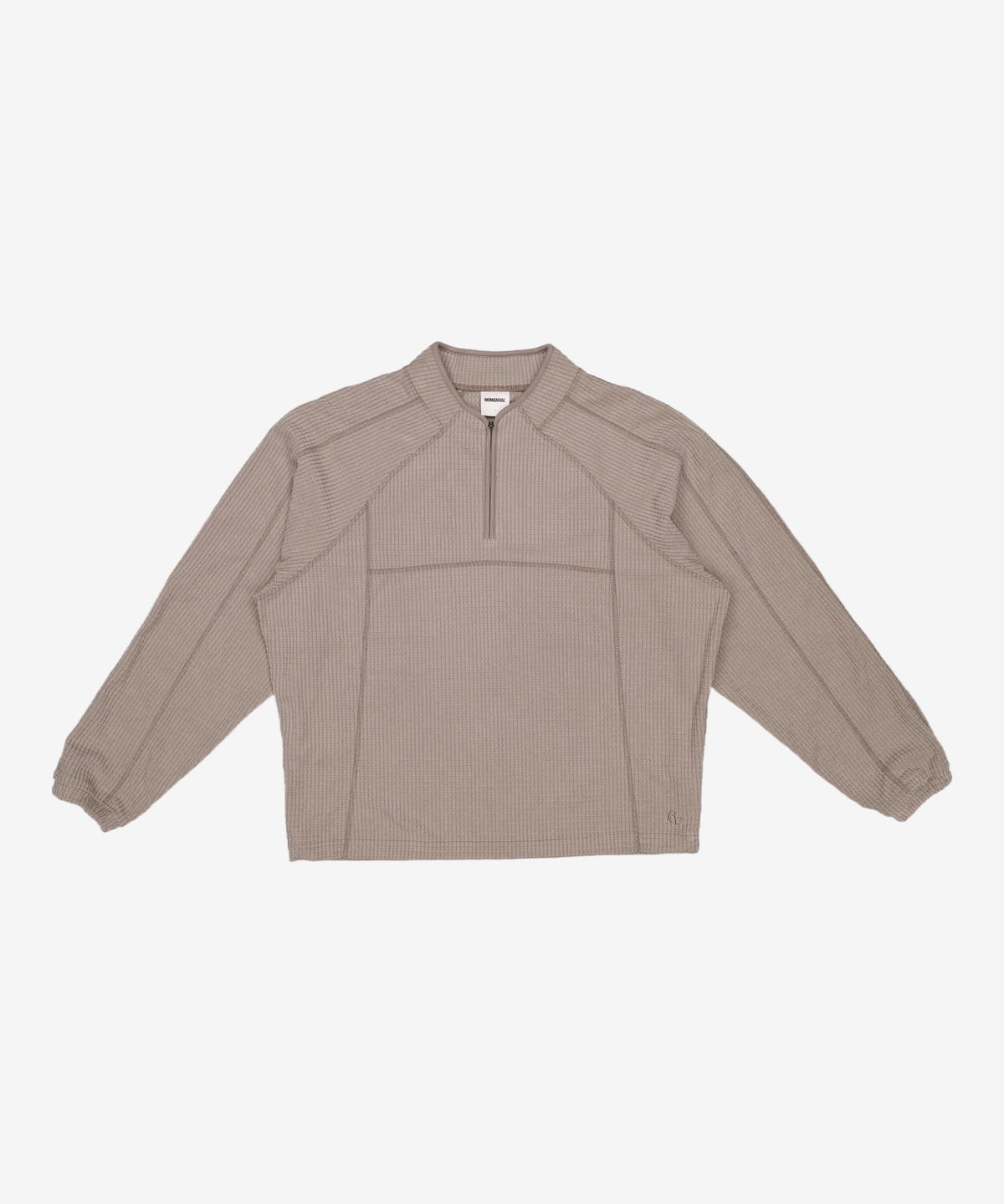 노매뉴얼(NOMANUAL) HEAVY WAFFLE HALF ZIP-UP - SAND GRAY 100