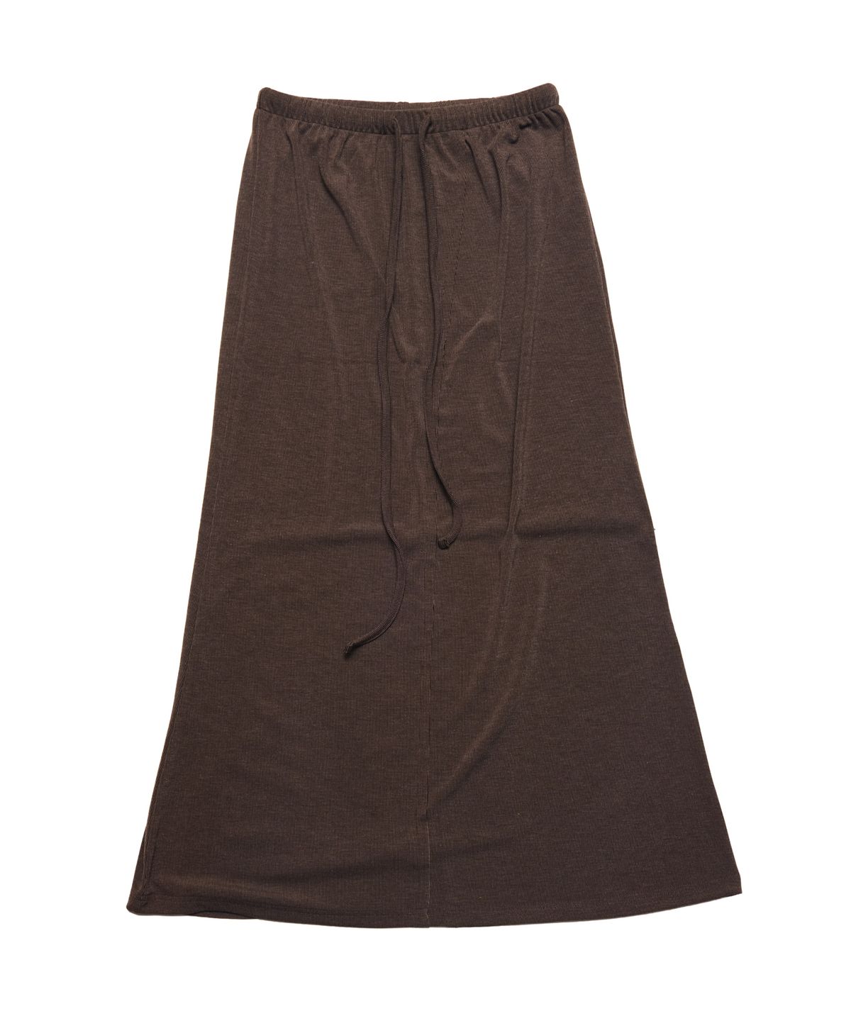 크루치(KRUCHI) RAW EDGE LONG SKIRT (BROWN) WOMENS