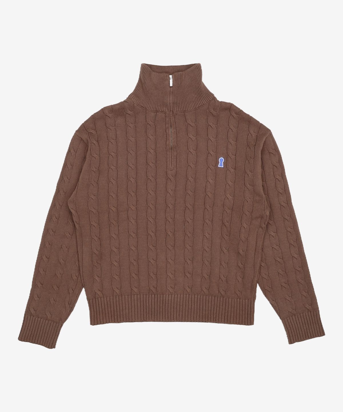 세컨모놀로그(SECONDMONO) Heavyweight Cable Half Zip Knit [BROWN]_COOSKT042BROWN L