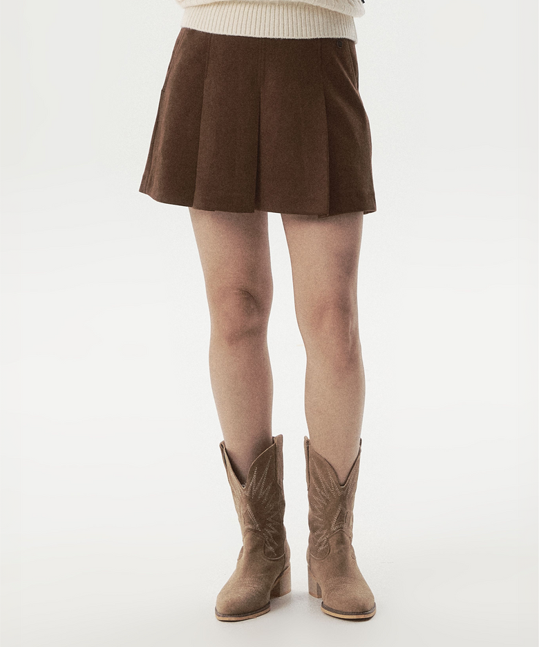 Synthetic Suede Pleats Skirt / WHWHG4942F