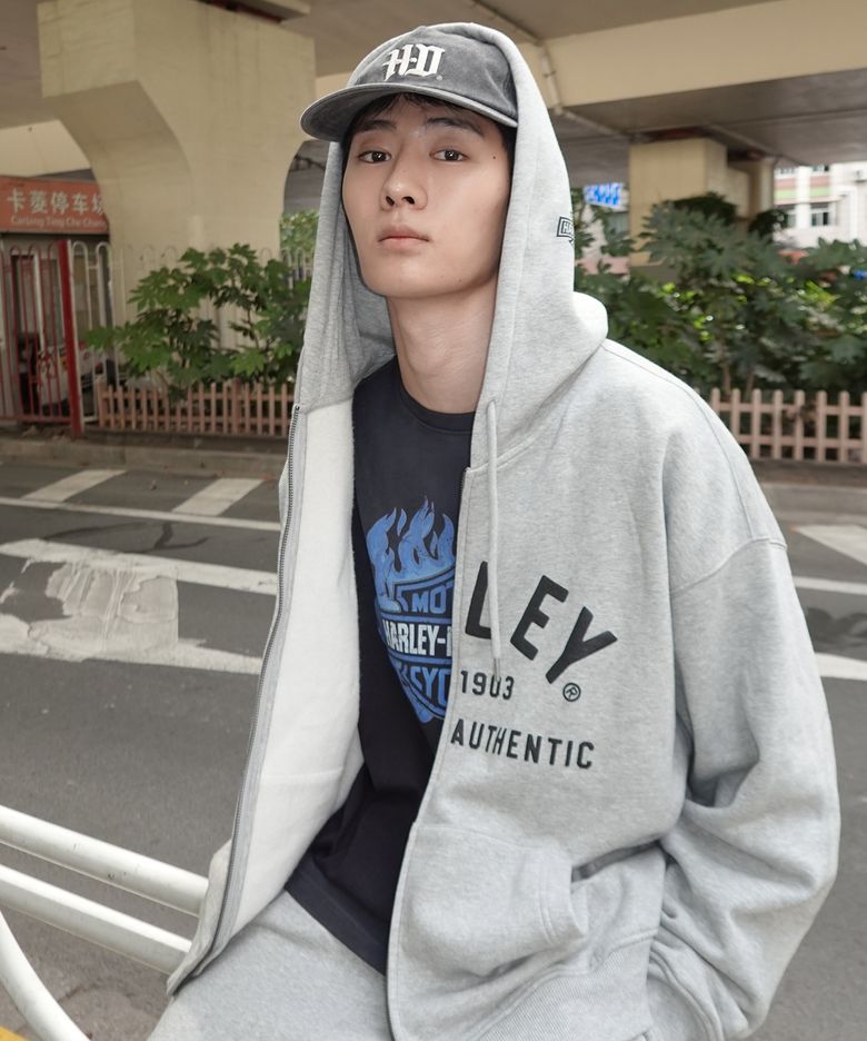 1903 할리 후드 집업 _멜란지 그레이_HH16309001