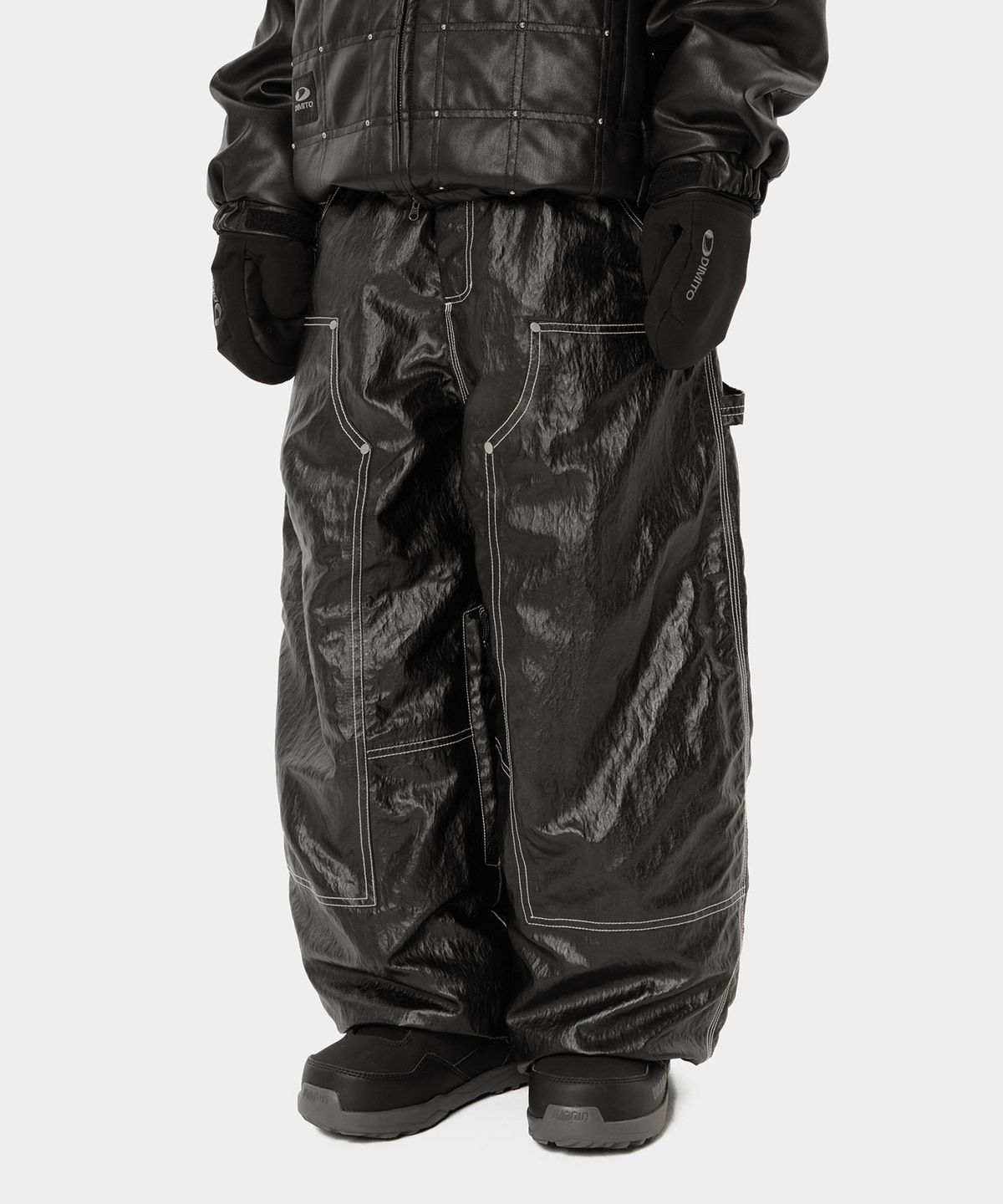 디미토(DIMITO) COATED DOUBLE KNEE PANTS (WIDE FIT LV.2) BLACK