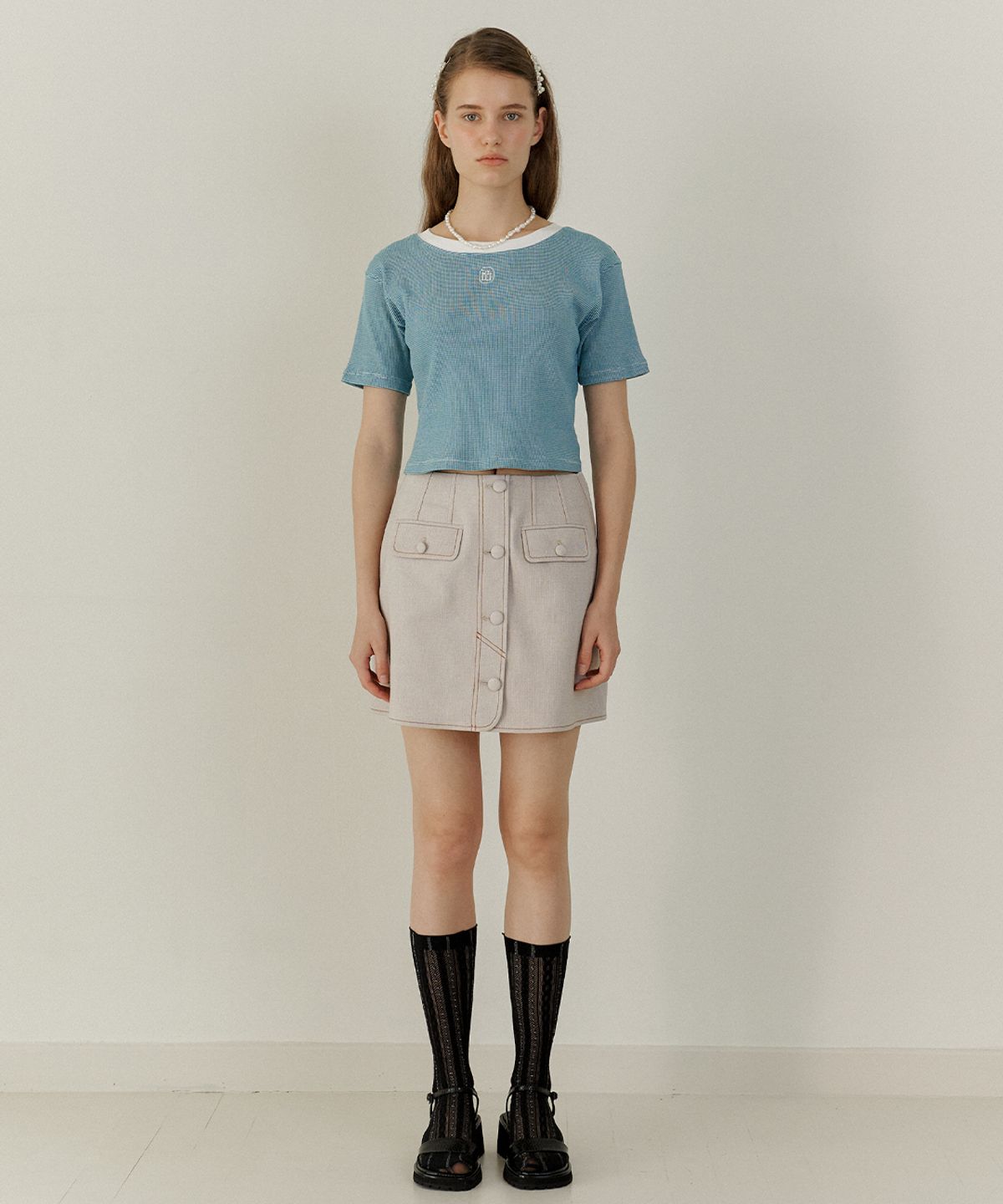 이울라이(IULAI) TenTen crop T-shirt Peacock blue