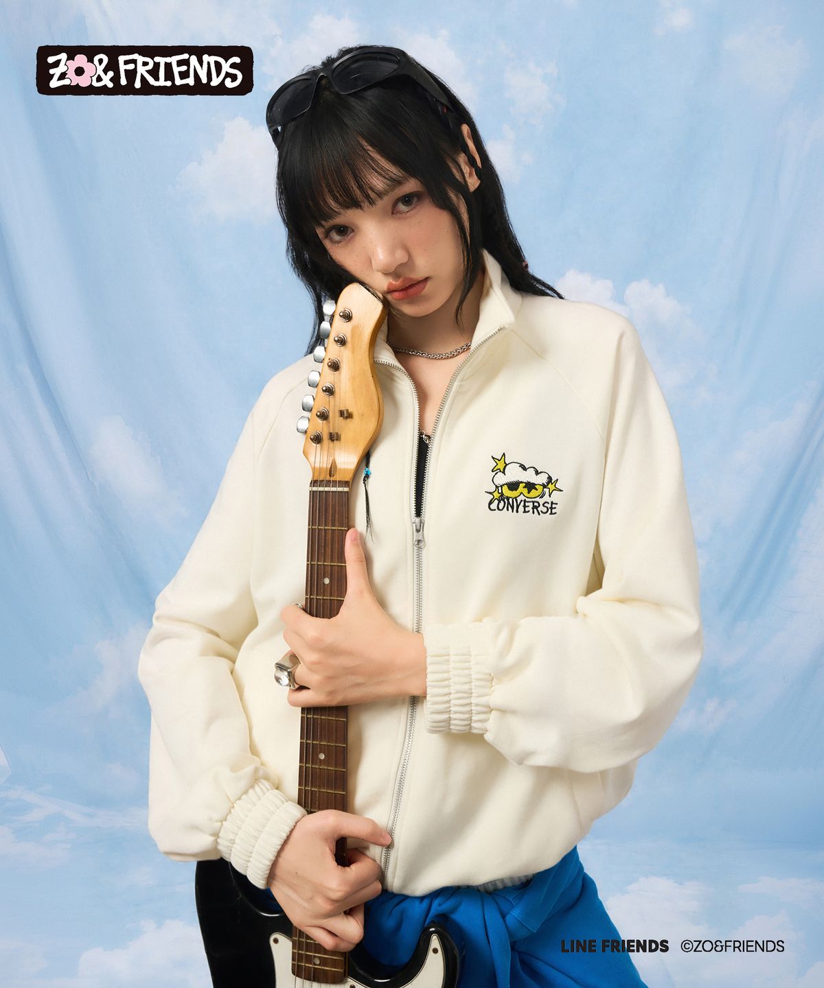 컨버스(CONVERSE) 컨버스 & 조앤프렌즈 오버사이즈 집업 스웨트셔츠 에그렛 UCL158-W2Y