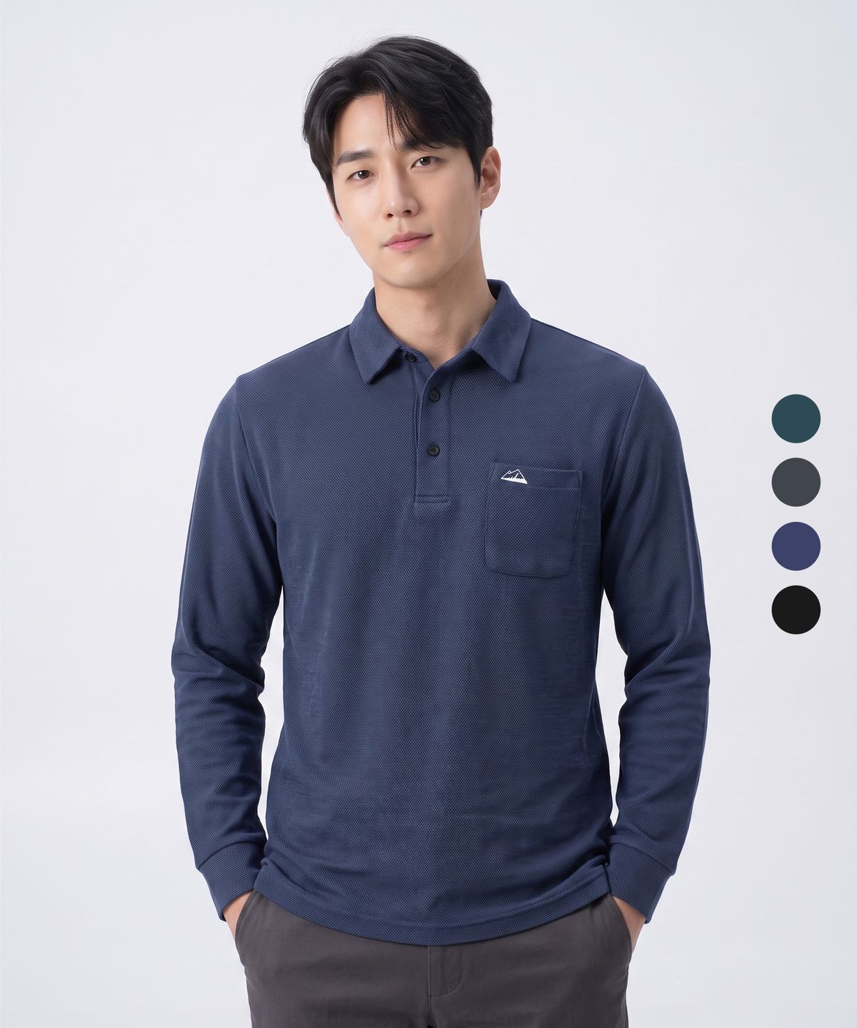 이지바이(EZBUY) 남성 모던코어 기모 긴팔 카라 티셔츠 4 Colors