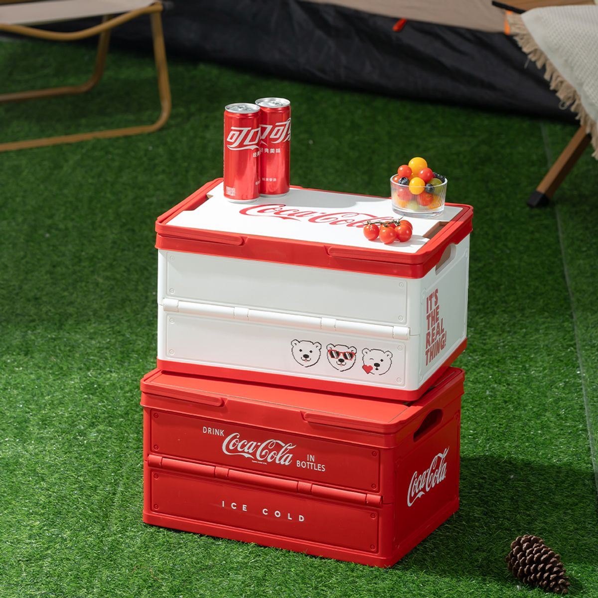엔조이 코카콜라(ENJOY COCACOLA) 코카콜라 시그니처 폴딩 스토리지 박스 감성 캠핑 수납함