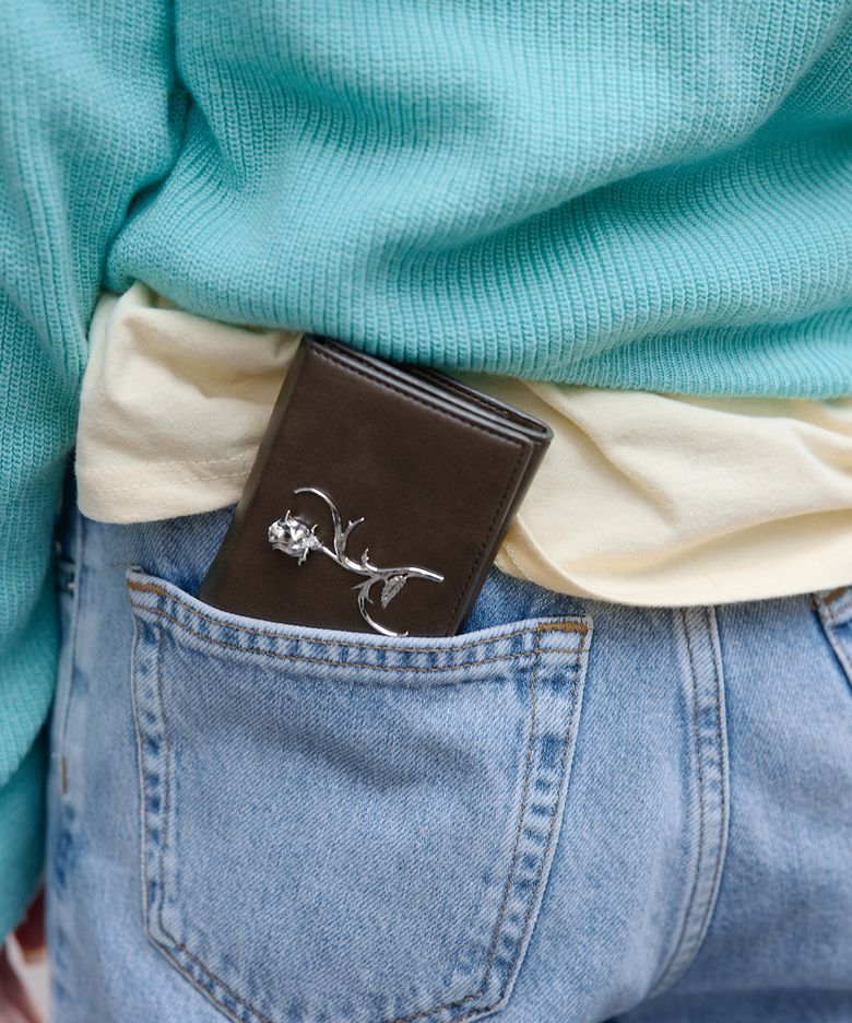 Rose Card Wallet - BROWN
