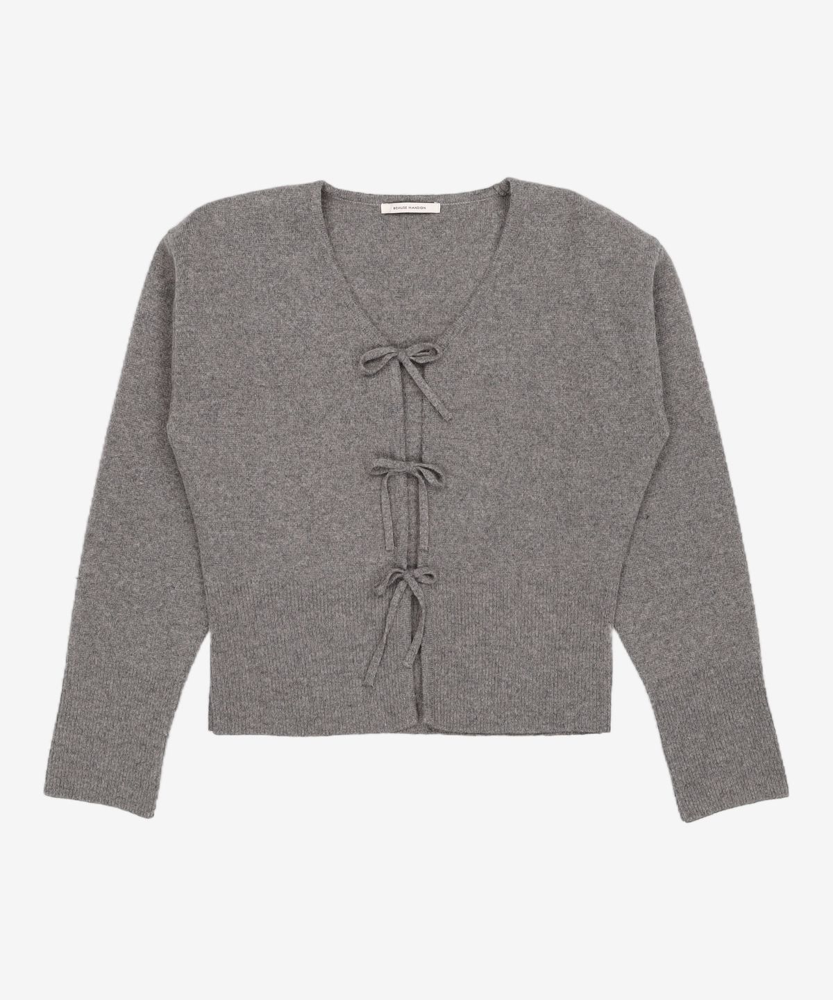 비뮤즈맨션(BEMUSE MANSION) Ribbon point knit cardigan - Black FREE