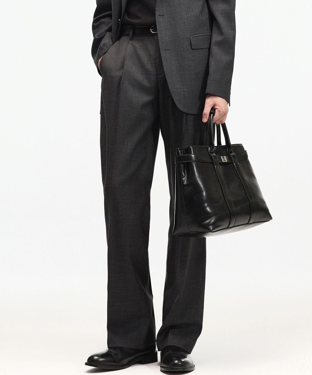 티엔지티(TNGT) Wool Blend Comfort Semi-Wide Pants (Charcoal) TNPA6F105G2