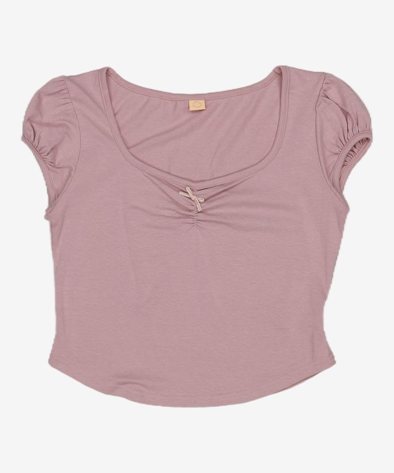 Round Shirring T-Shirt (Dusty Pink) FREE