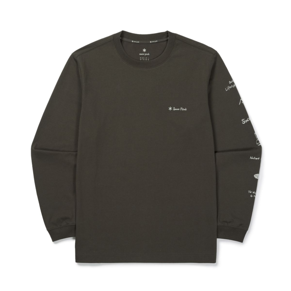 스노우피크 어패럴(SNOWPEAK APPAREL) 에어로웜 소매 그래픽 긴팔 티셔츠 (S26FUFTL24) Dark Khaki