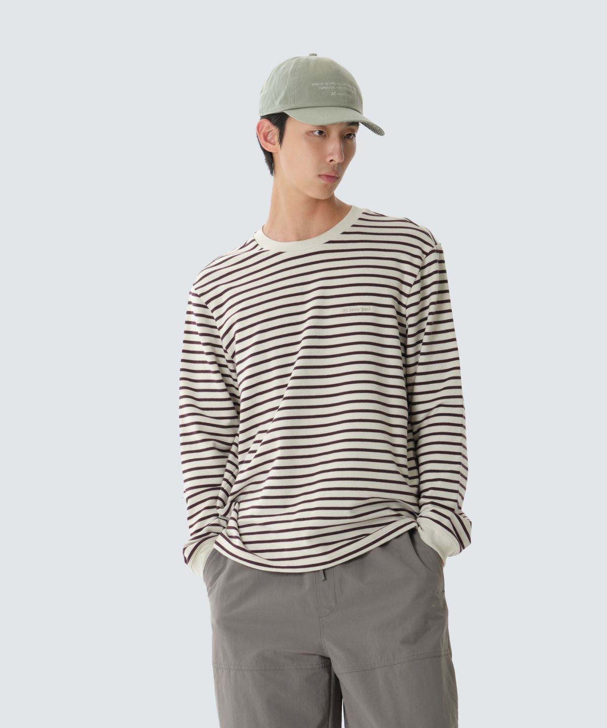 스노우피크 어패럴(SNOWPEAK APPAREL) 스트라이프 긴팔 티셔츠 (S26FMFTL12) Wine