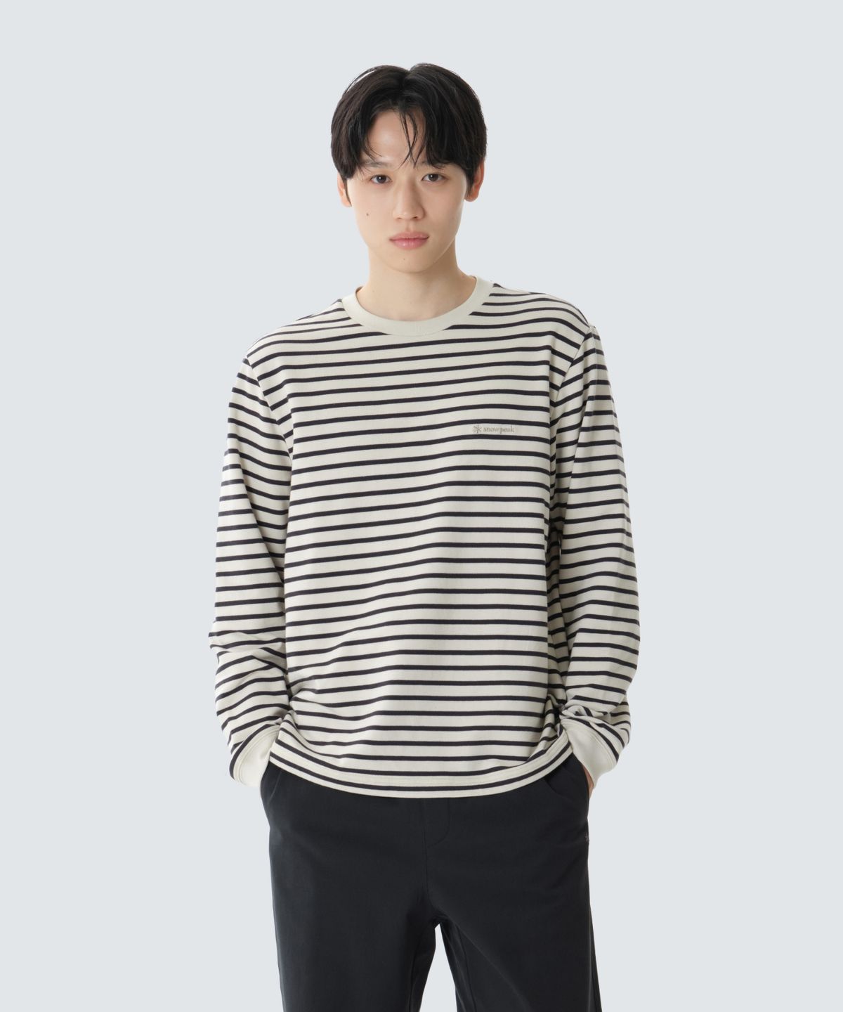스노우피크 어패럴(SNOWPEAK APPAREL) 스트라이프 긴팔 티셔츠 (S26FMFTL12) Dark Navy