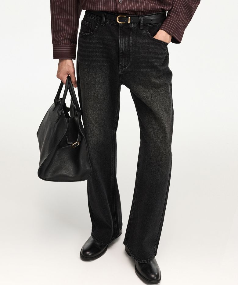Flared Denim Pants (Black) TNPA6F110BK