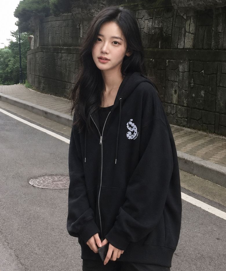키키 2WAY 오버핏 후드집업 4 Color [GRPH_6005]