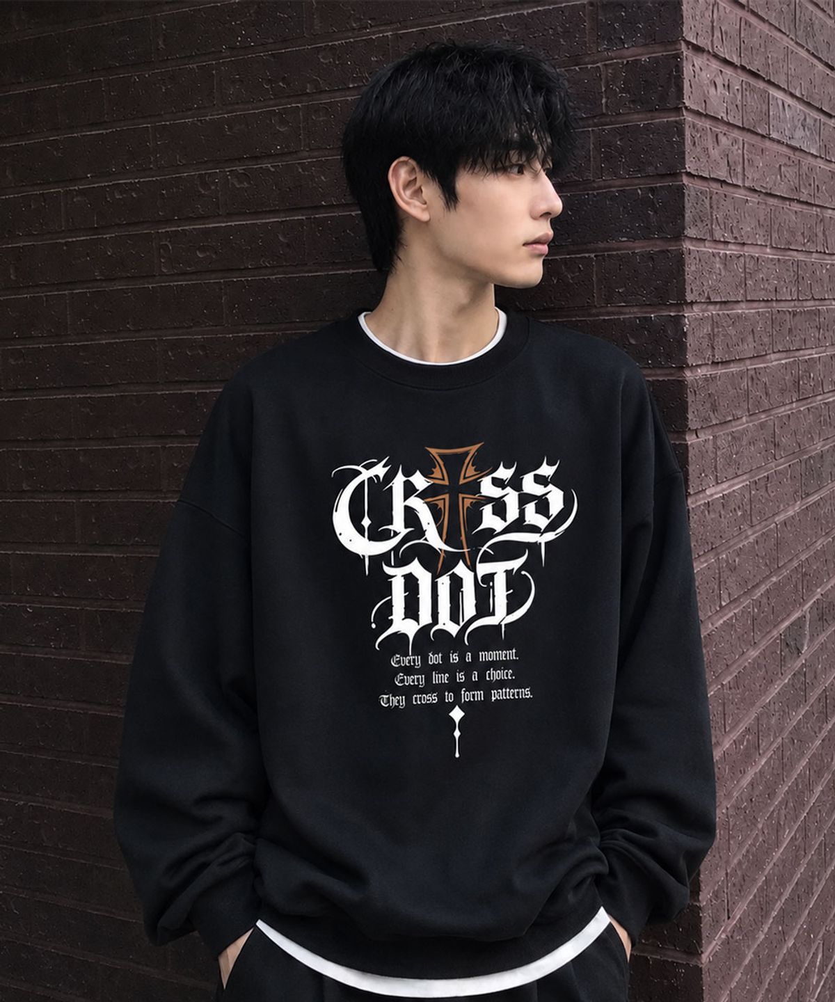 크로스닷(CROSSDOT) 프레임닷 오버핏 맨투맨 티셔츠 5 Color [CRDM_3004]