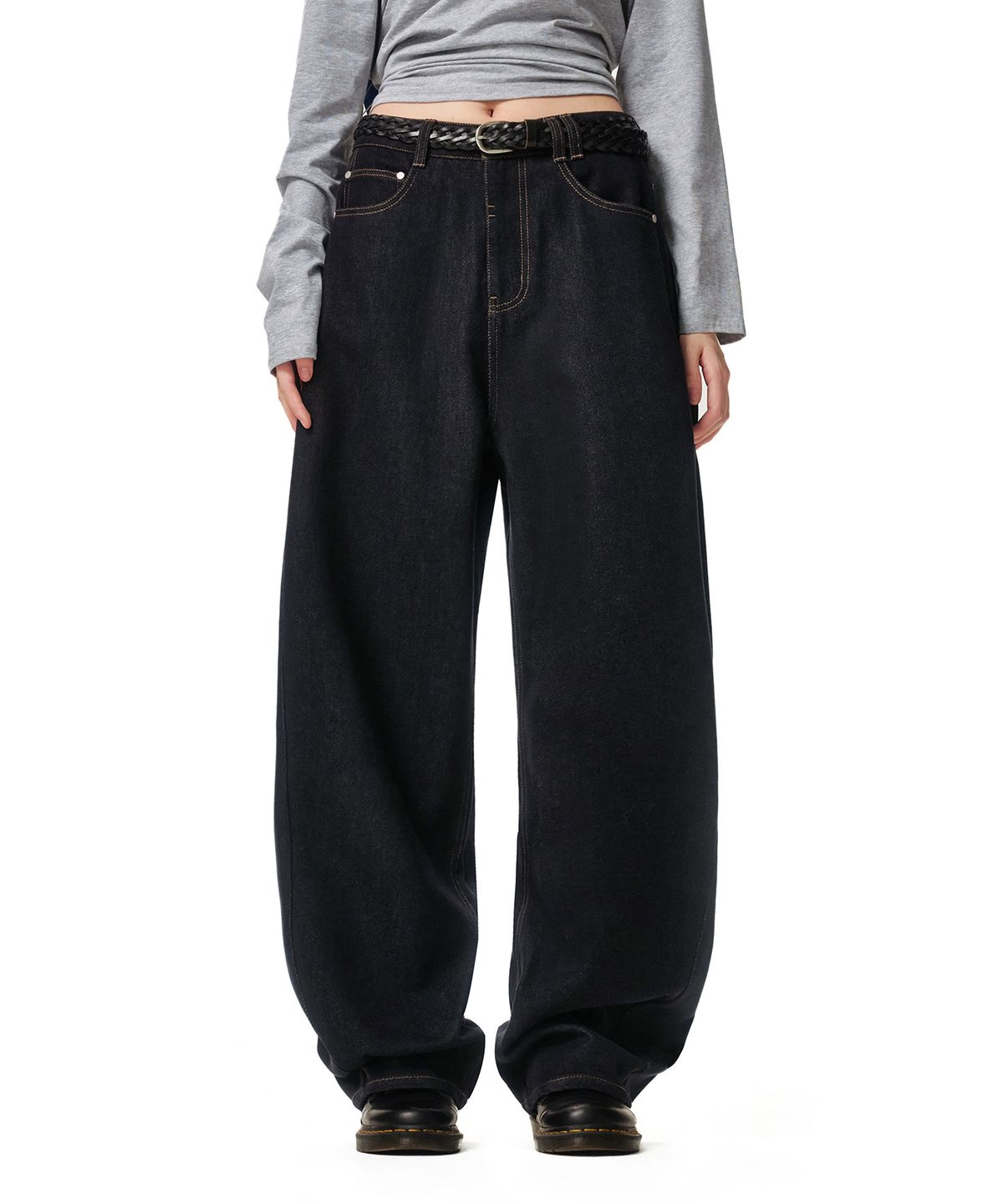 데케트 우먼(DECET WOMEN) Curved Wide Jeans DCWPT013CPINDIGO