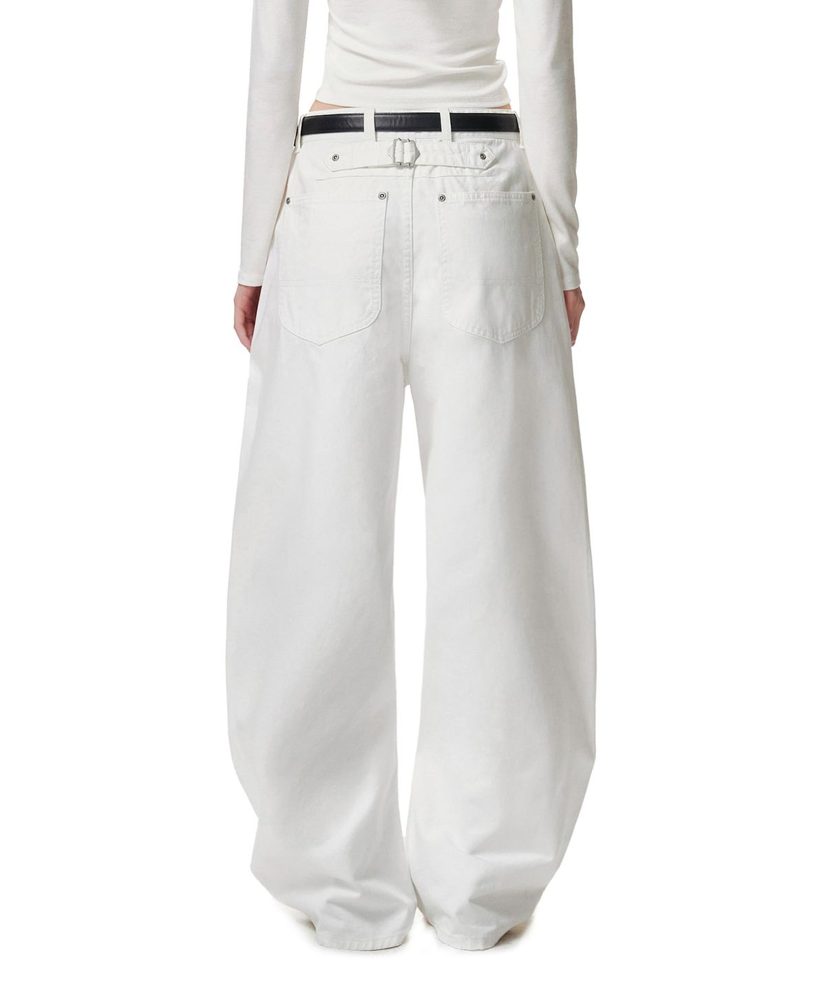 데케트 우먼(DECET WOMEN) Cinchback Barrel Wide Leg Pants DCWPT022WHITE