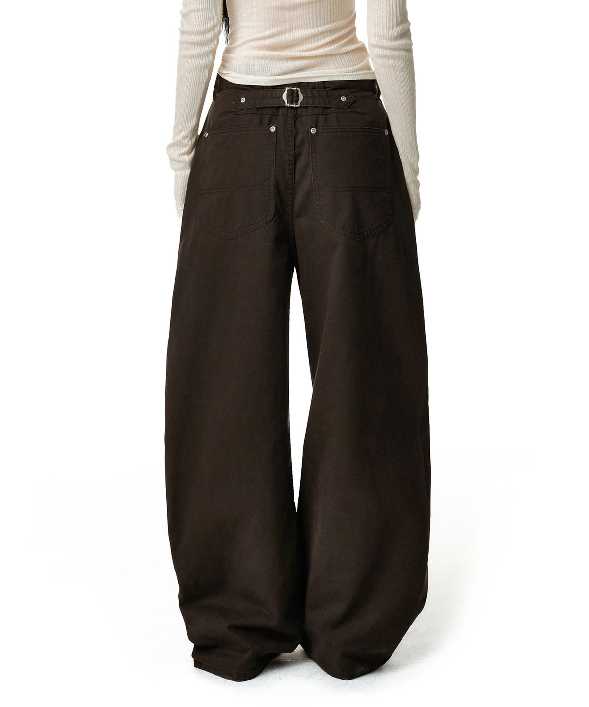 데케트 우먼(DECET WOMEN) Cinchback Barrel Wide Leg Pants DCWPT022BROWN