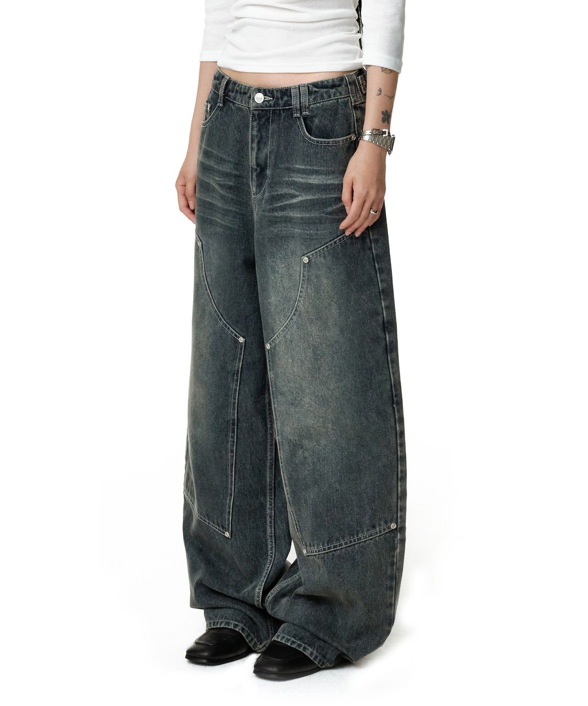 데케트 우먼(DECET WOMEN) Double Knee Barrel Jeans DCWPT043BLUE