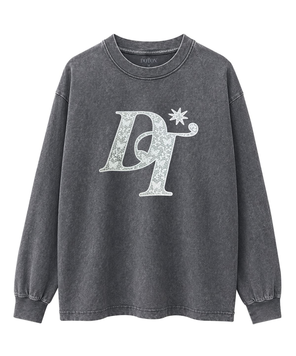 도톤(DOTON) LACE EMBLEM ACID LONG SLEEVE (Grey)