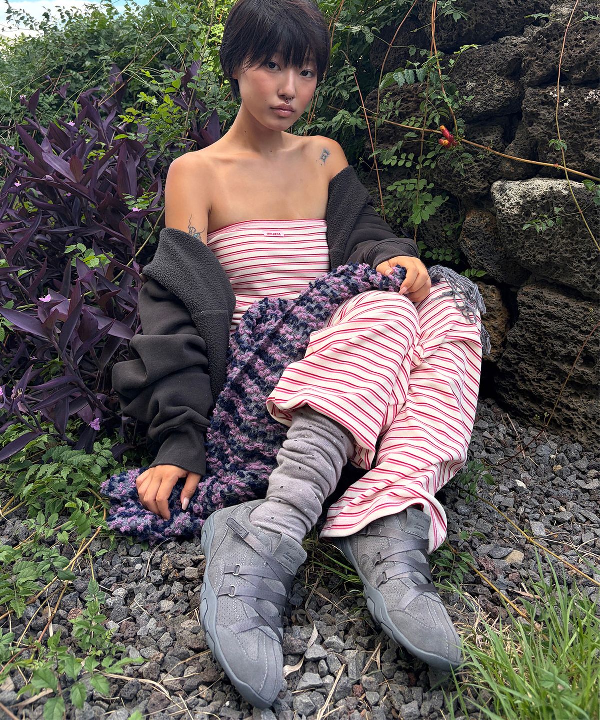 락피쉬웨더웨어(ROCKFISH WEATHERWEAR) ZANE X-STRAP SNEAKERS(SUEDE) - TEAL GREY