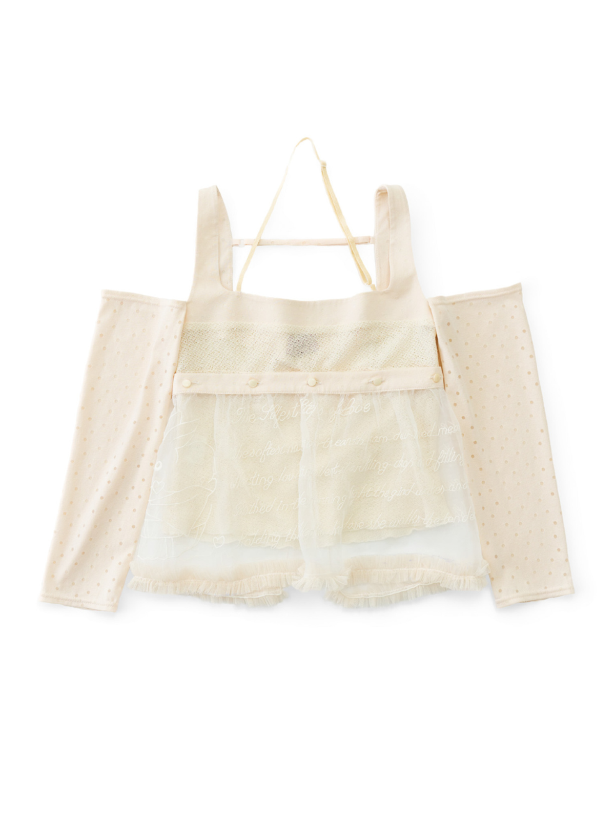 카이 샤오(KAIY XIAO) Love Rabbits Confession Book Square Neck Double-Layer Off-Shoulder Tassel Top