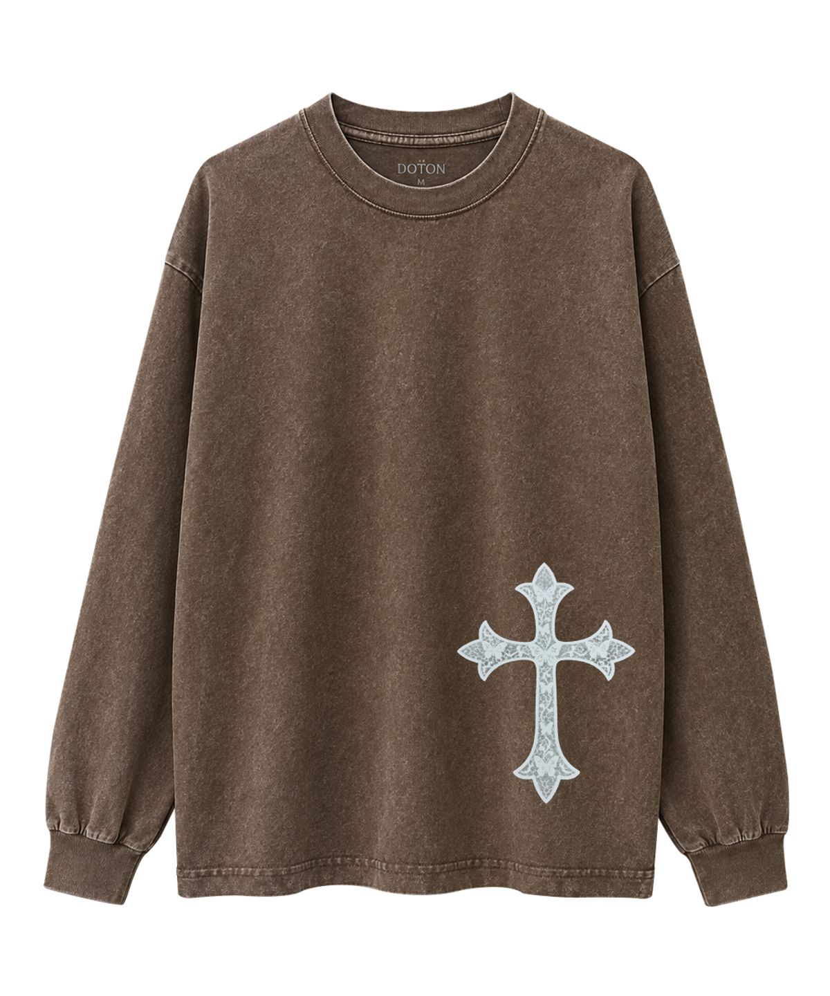 도톤(DOTON) LACE CROSS ACID LONG SLEEVE (Brown)
