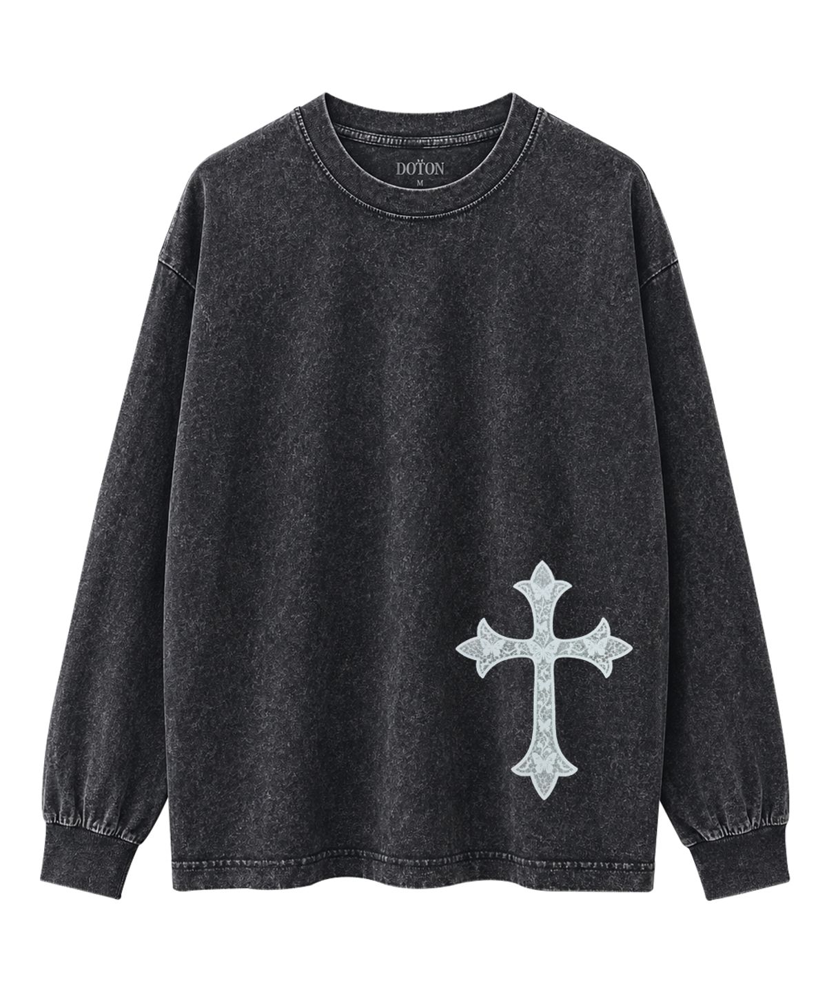 도톤(DOTON) LACE CROSS ACID LONG SLEEVE (Black)