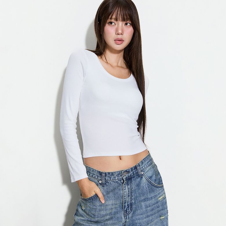 캡내장 U넥 긴팔 티셔츠_MIWLWG906A