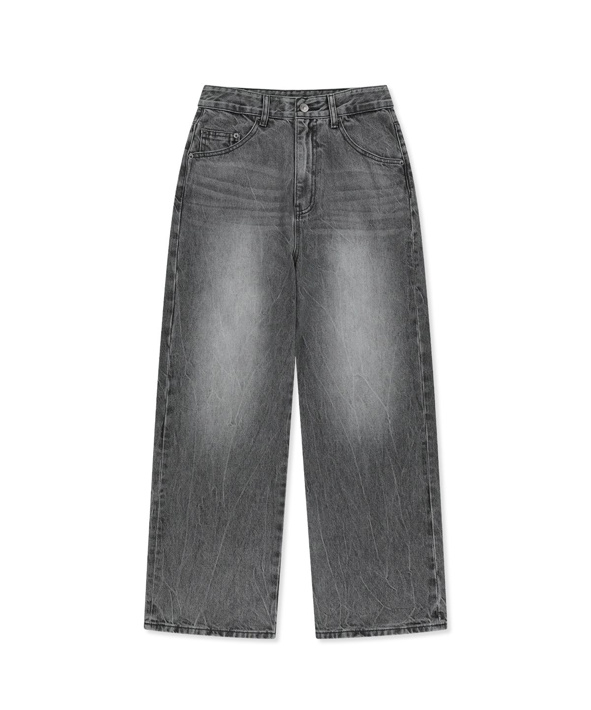 마뗑킴(MATIN KIM) MATIN WAIST LOGO WIDE DENIM PANTS IN GREY
