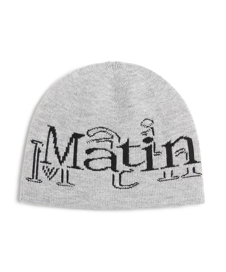 STROKE LOGO JACQUARD BEANIE IN GREY