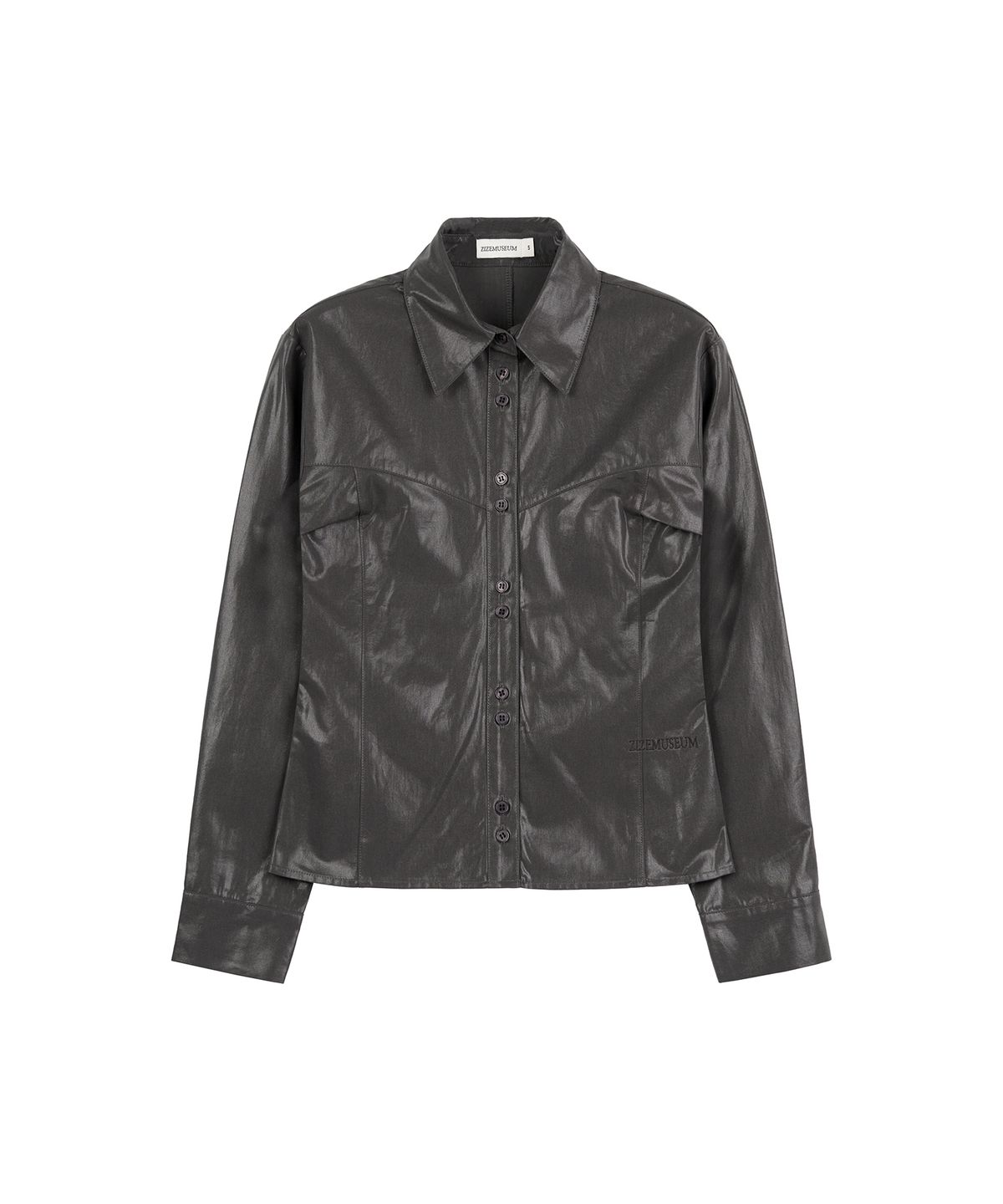 지제뮤지엄(ZIZEMUSEUM) SLIM PIN TUCK SHIRT(CHARCOAL)