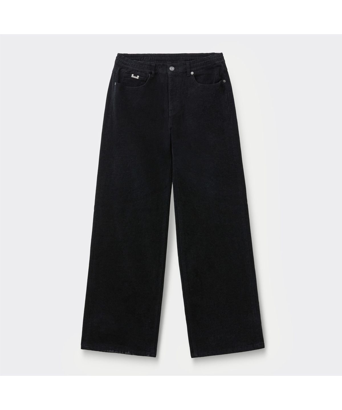 커스텀멜로우(CUSTOMELLOW) 블랙 와이드핏 벨벳 진 CWPAA26589BKX