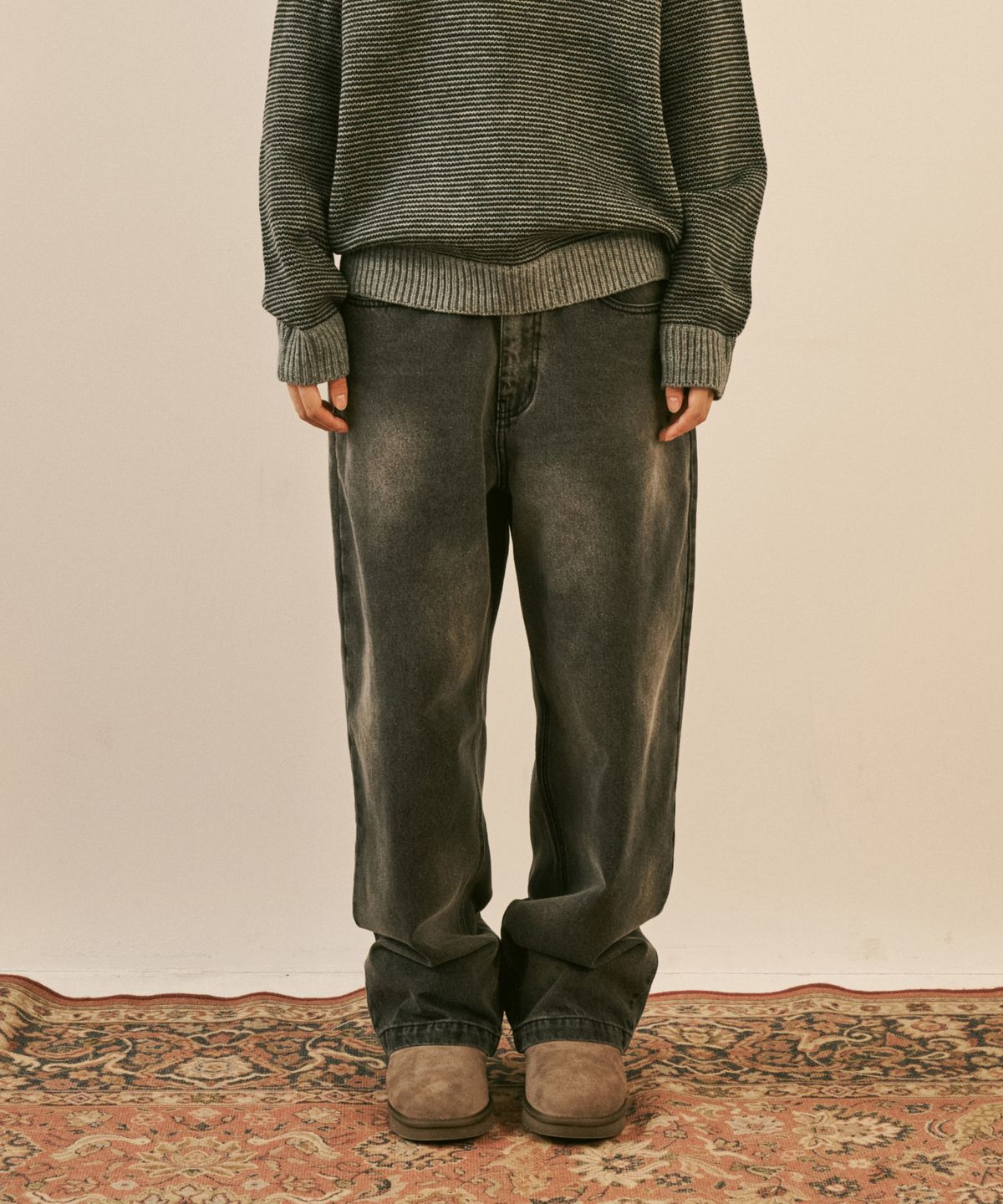 엠엠엘지(MMLG) FADED TIMBER DENIM PANTS (BLACK)