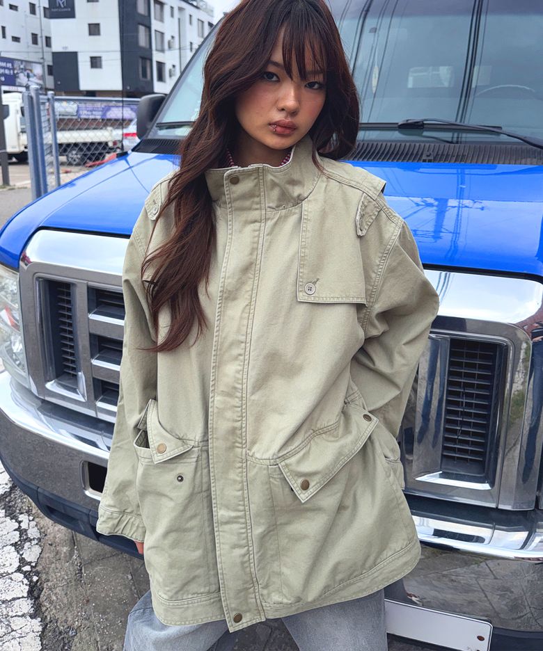 DETACHABLE HOOD FIELD JACKET KHAKI