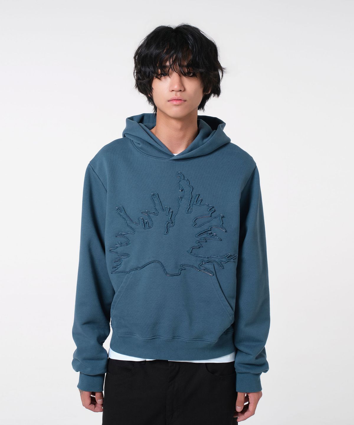 다이브인(DIVEIN) [DIVEIN X 무민서] GRAPHIC VINTAGE CROP HOOD (BLUE)