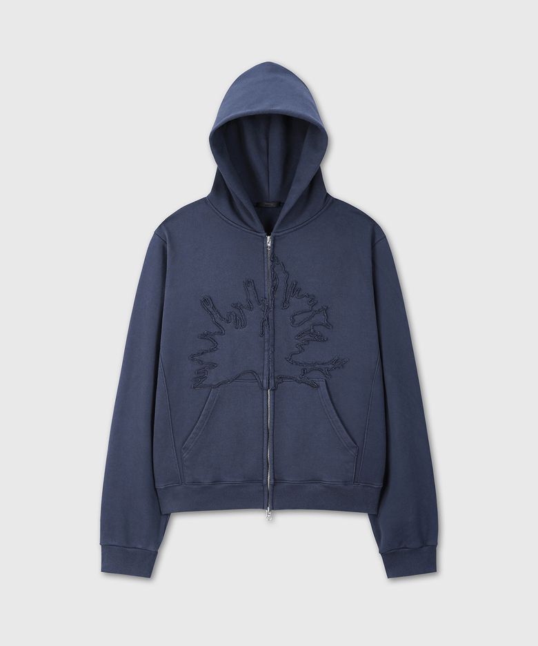 [DIVEIN X 무민서] GRAPHIC VINTAGE CROP HOOD ZIP-UP (NAVY)