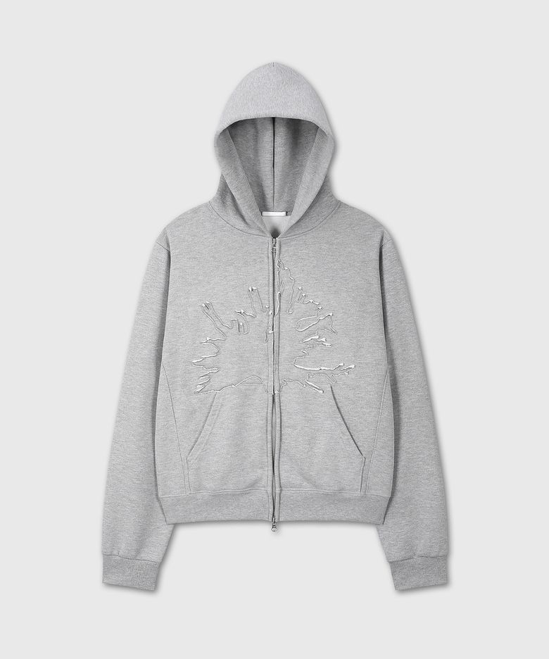 [DIVEIN X 무민서] GRAPHIC VINTAGE CROP HOOD ZIP-UP (MELANGE GRAY)