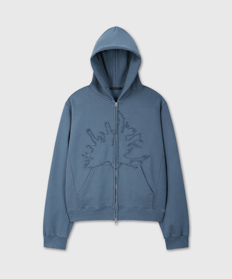 [DIVEIN X 무민서] GRAPHIC VINTAGE CROP HOOD ZIP-UP (BLUE)