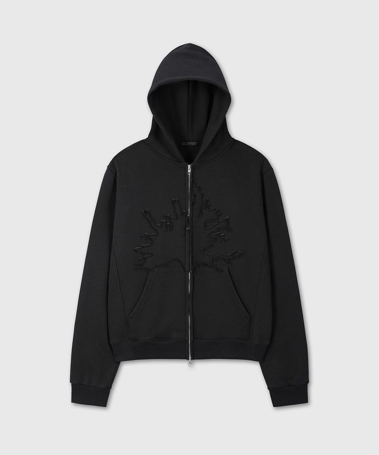 [DIVEIN X 무민서] GRAPHIC VINTAGE CROP HOOD ZIP-UP (BLACK)