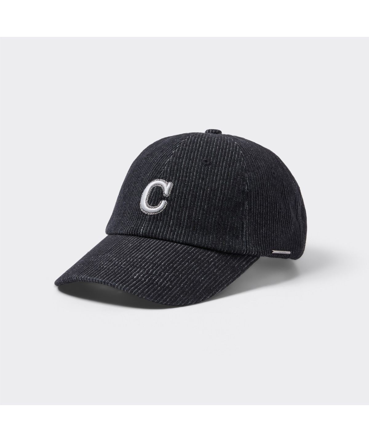 커스텀멜로우(CUSTOMELLOW) 블랙 데님 스트라이프 볼캡 CARAX26512BKX