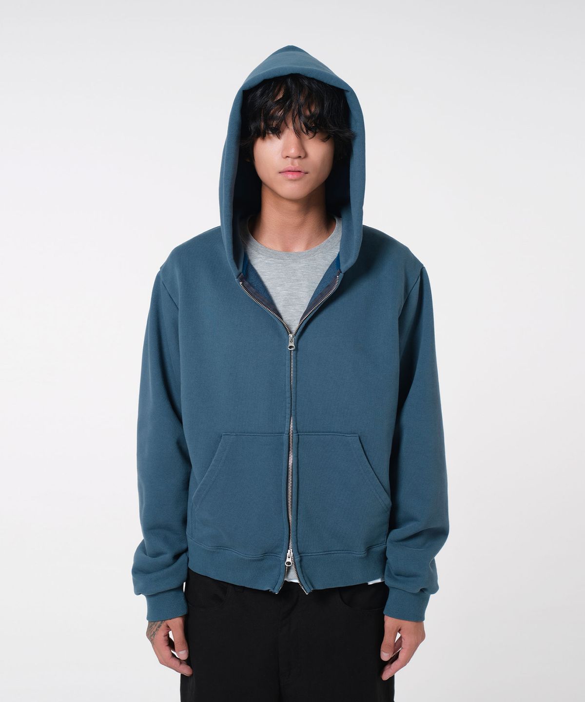 다이브인(DIVEIN) [DIVEIN X 무민서] VINTAGE CROP HOOD ZIP-UP (BLUE)