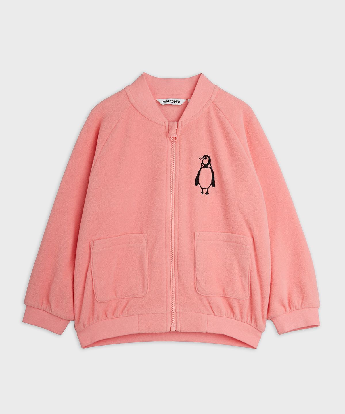 미니로디니(MINI RODINI) 펭귄 자수 마이크로 플리스 자켓 Pink