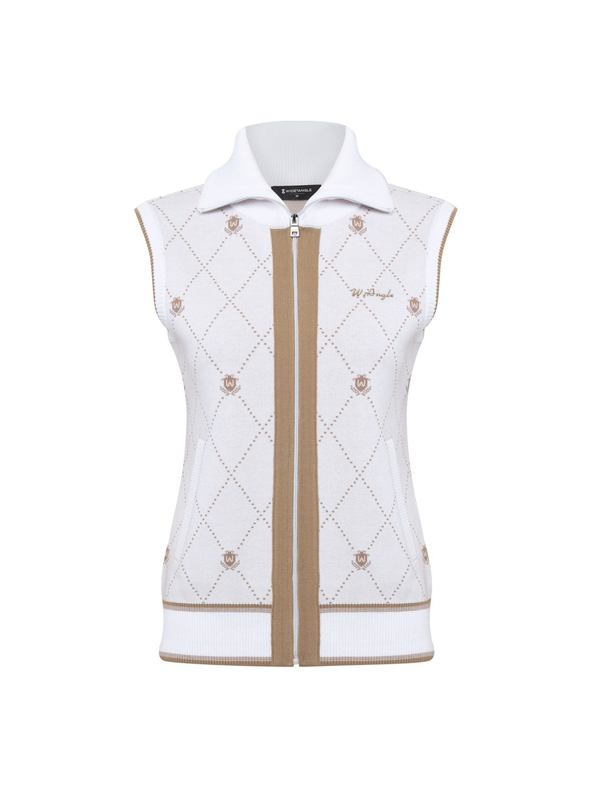 와이드앵글(WIDEANGLE) CO 엠블럼 패턴 베스트 풀집 L_Off White