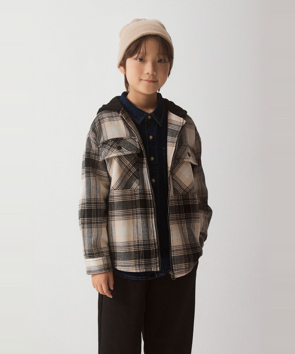 스파오 키즈(SPAO KIDS) [키즈] 체크 후드 셔켓_SPJAG49KU2