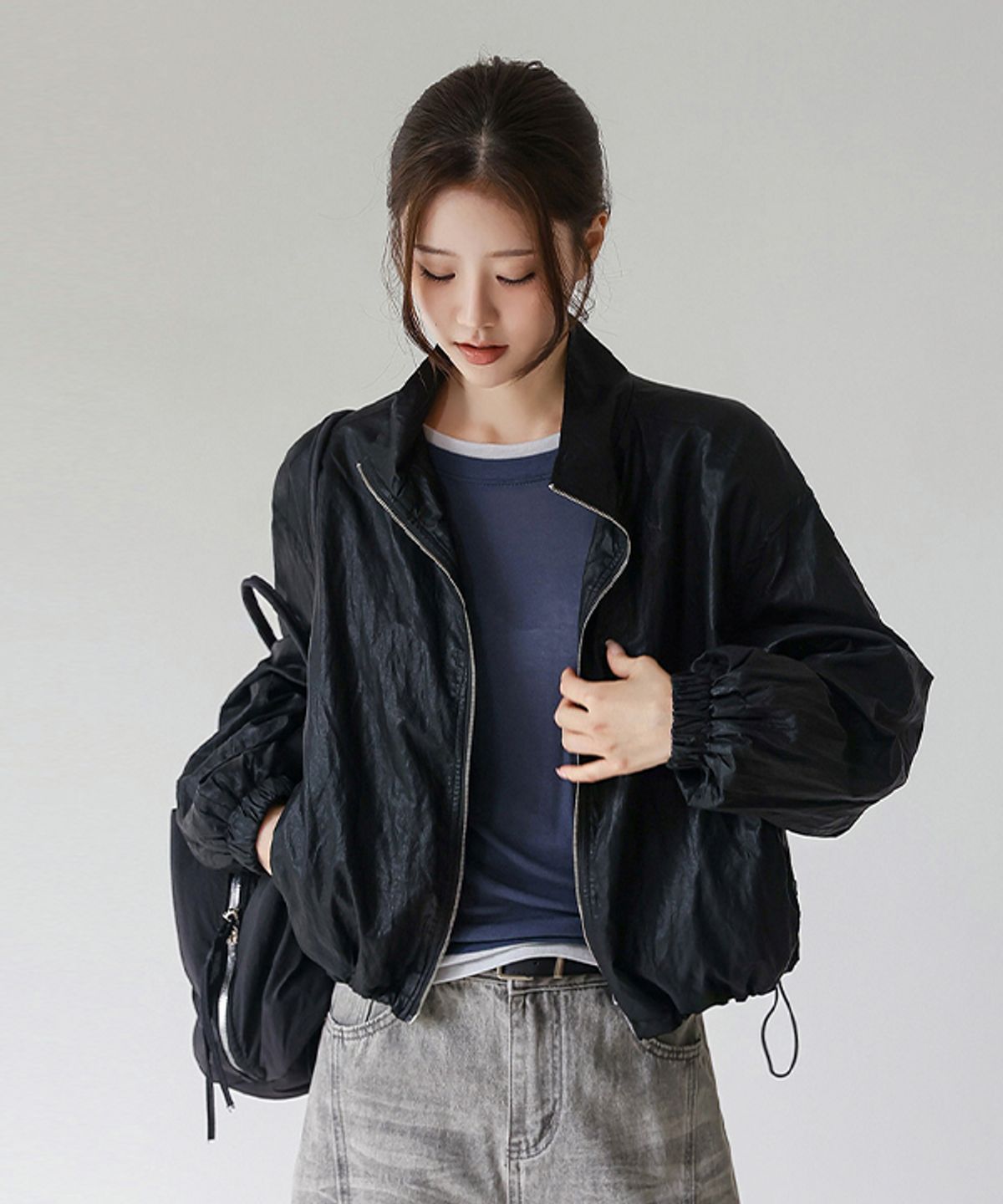 프렌치시크(FRENCHCHIC) 로웰리 스트링 신세틱 레더 점퍼_F6F557JP