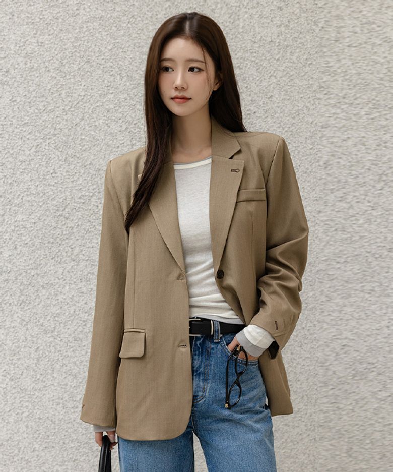 트렌디무드 사선소매루즈핏자켓_F6F543JK